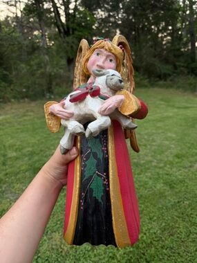 Vintage 1994 House Of Hatten Large Angel Christmas  Figurine with Lamb